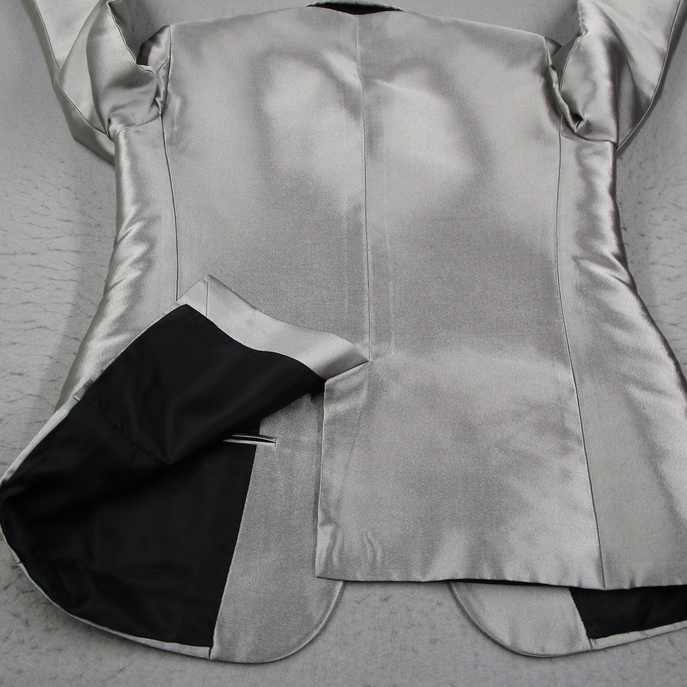 Balenciaga Paris Suit Mens 48 IT Metallic Silver Silk Made in Italy READ* - Picture 10 of 16